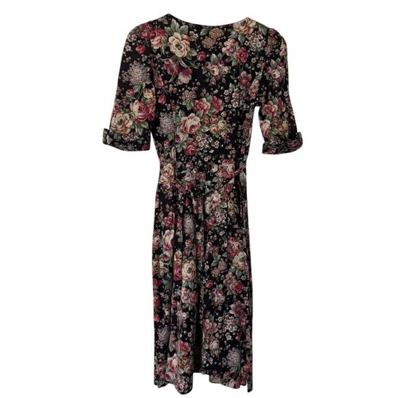 Vintage Benson & South Dark Academia Fall Floral Corset Bodice Midi Dress Sz S - Picture 7 of 7